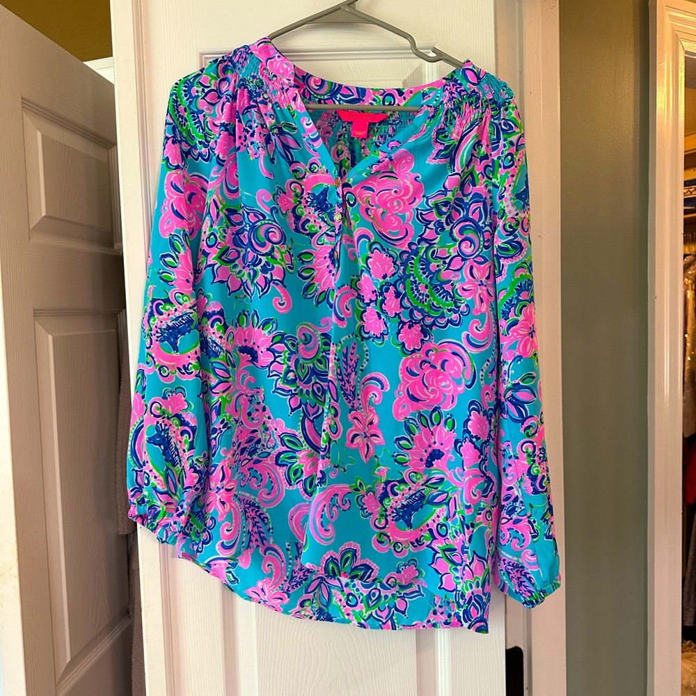LILLY PULITZER ELSA tropical floral top SIZE SMALL